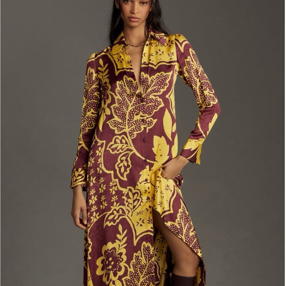 Corey Lynn Calter Floral Long Sleeve Dress in Yellow and Purple
